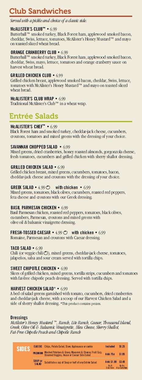 McAlisters Deli, Avon, Indianapolis - Urbanspoon/Zomato photo about Mcalisters Deli Printable Menu known as McAlisters Deli, Avon, Indianapolis - Urbanspoon/Zomato